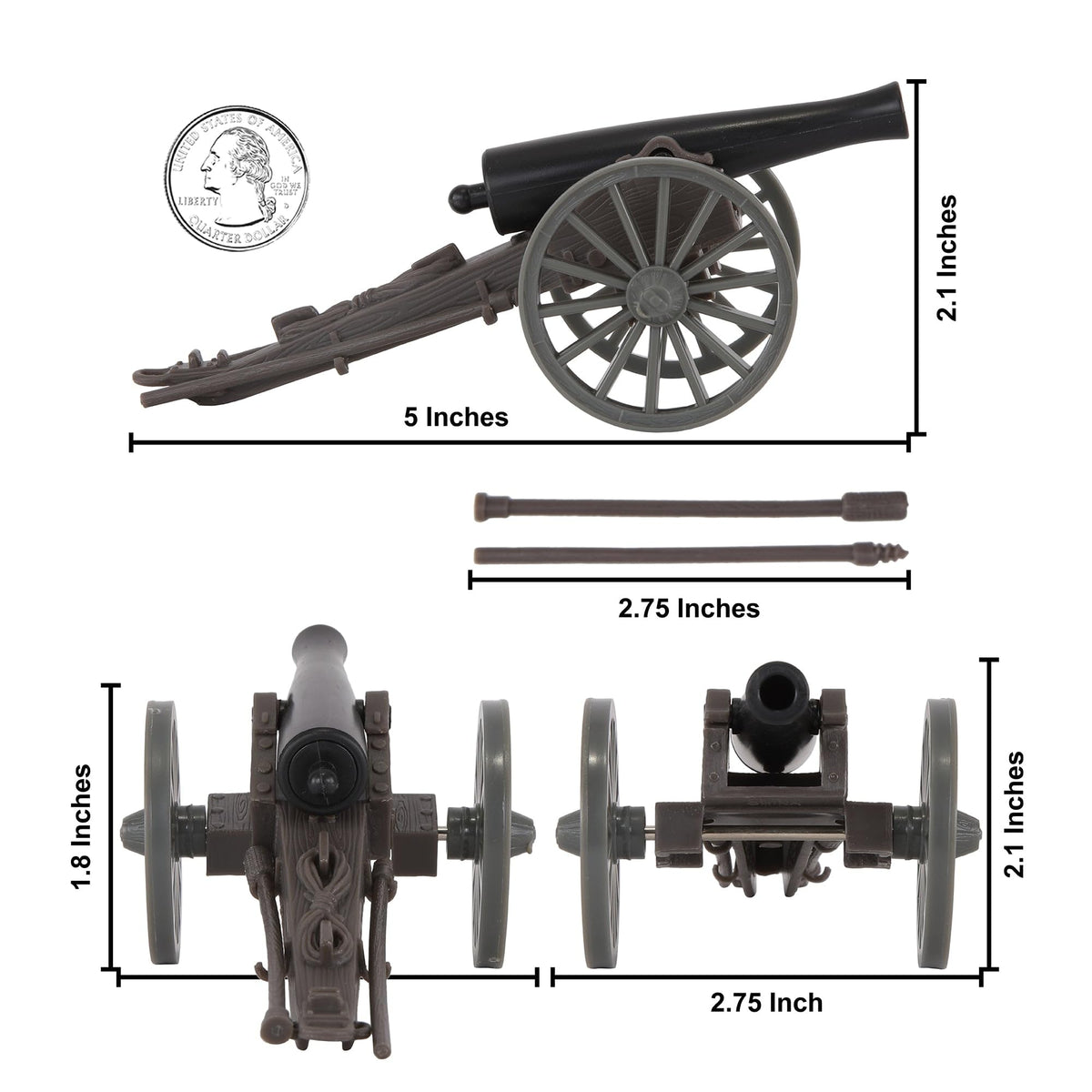 BMC Toys American Civil War artillery 24-pound barrel provides sturdy, scale-accurate casting.