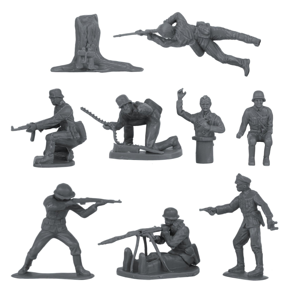BMC Toys MG operator poses add authentic battlefield action.