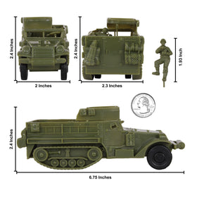 Front view of BMC M3 Halftrack showing swiveling guns for action-packed display