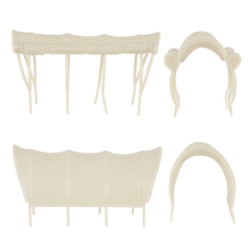 BMC Toys Pioneer Covered Wagons accessories include buckets and tubs for chores.
