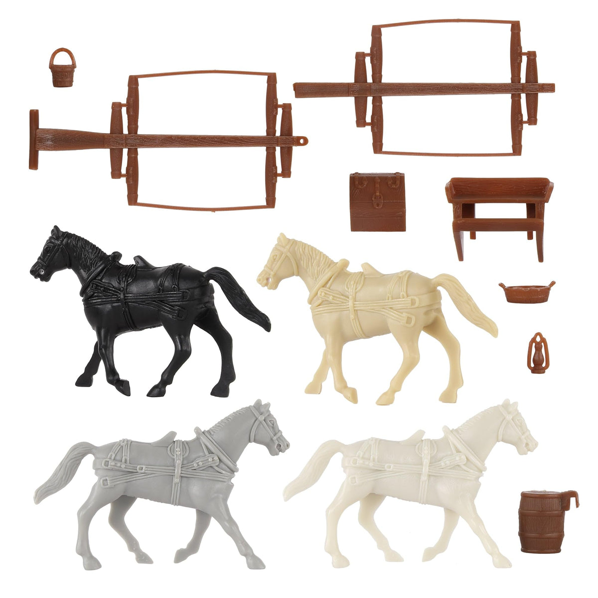 BMC Toys Pioneer Covered Wagons eight horses collection to form teams.