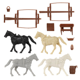 BMC Toys Pioneer Covered Wagons eight horses collection to form teams.