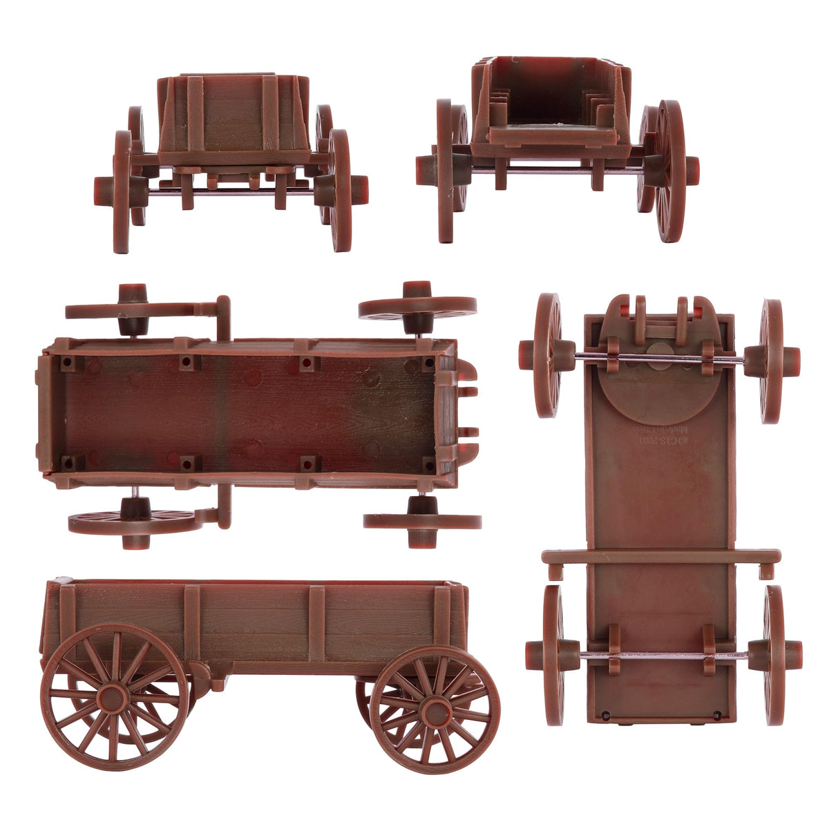 BMC Toys Pioneer Covered Wagons removable tops for quick scene changes.