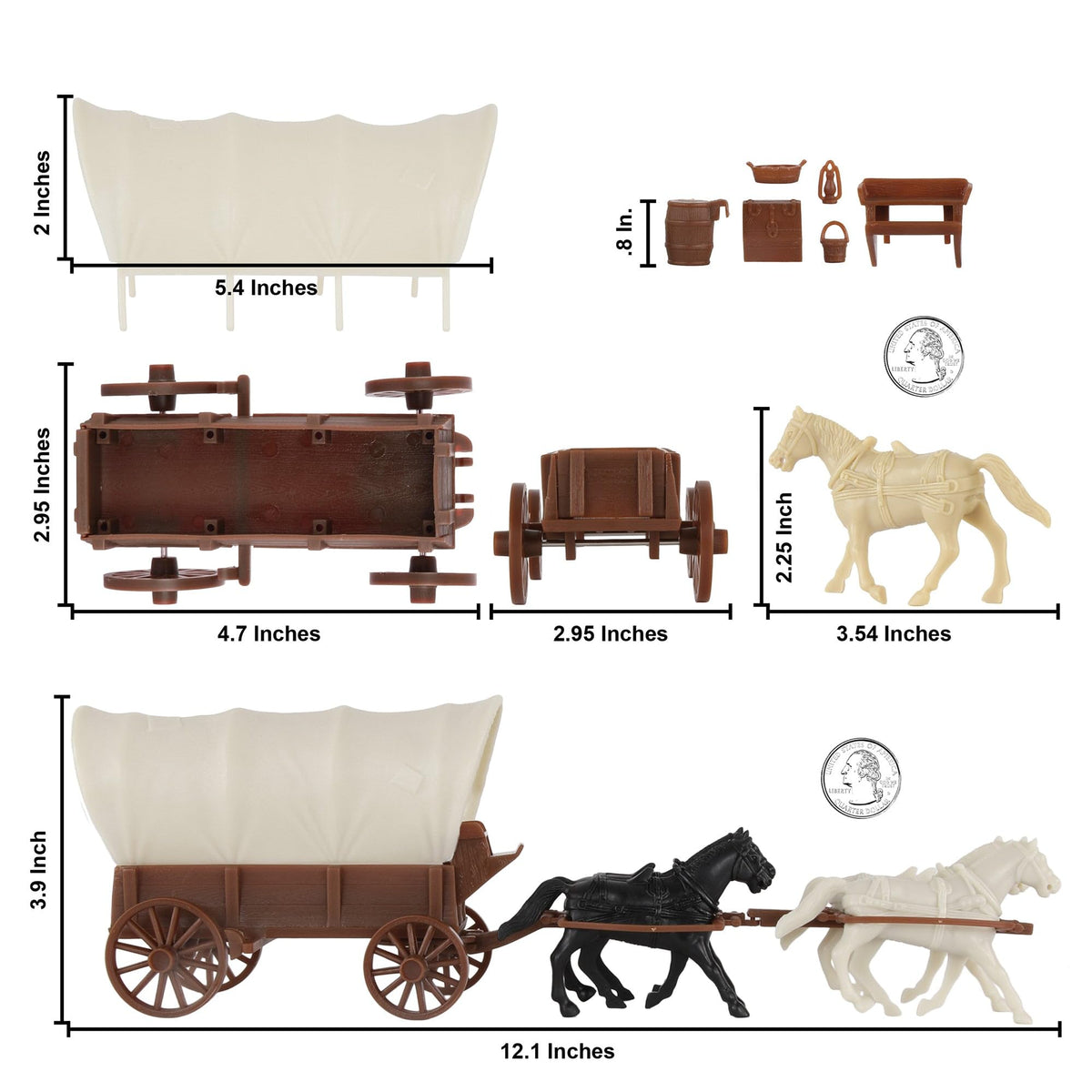 BMC Toys Pioneer Covered Wagons tailgate open, great for diorama setups.