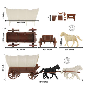 BMC Toys Pioneer Covered Wagons tailgate open, great for diorama setups.