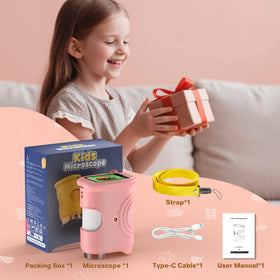 BMDSAE 1000X handheld microscope in a child’s hands, demonstrating ease of use for kids.