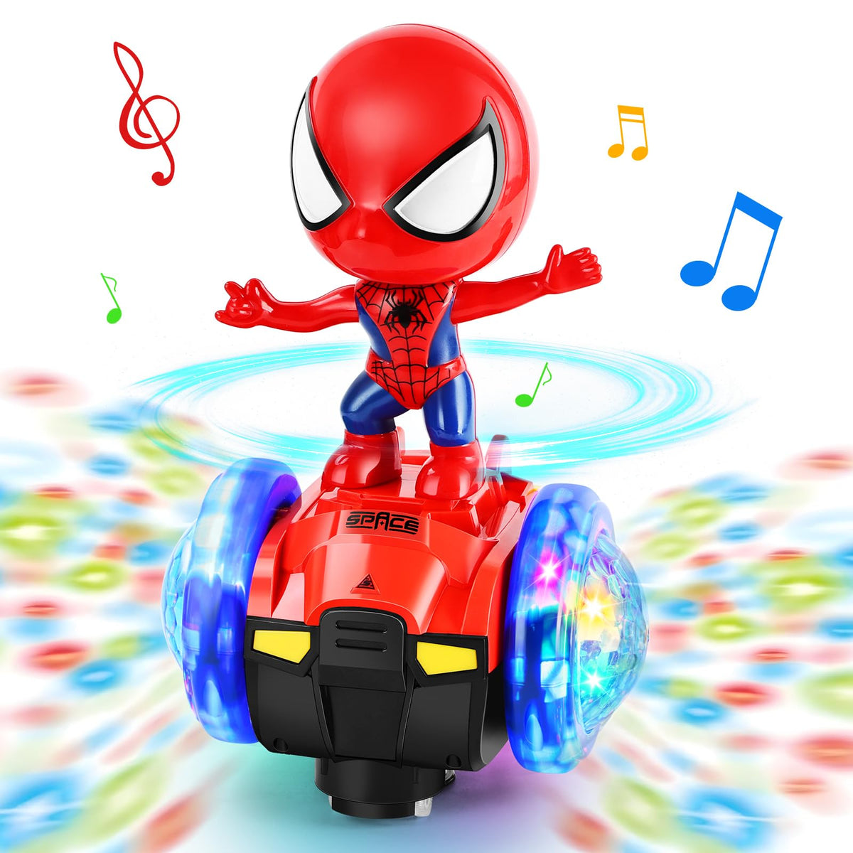BMESSE dancing robot toy car with flashing lights for sensory play