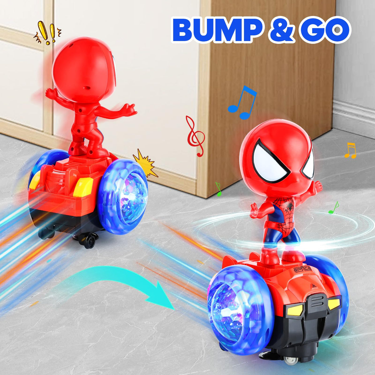 Smart bump-and-go BMESSE car changing direction on contact