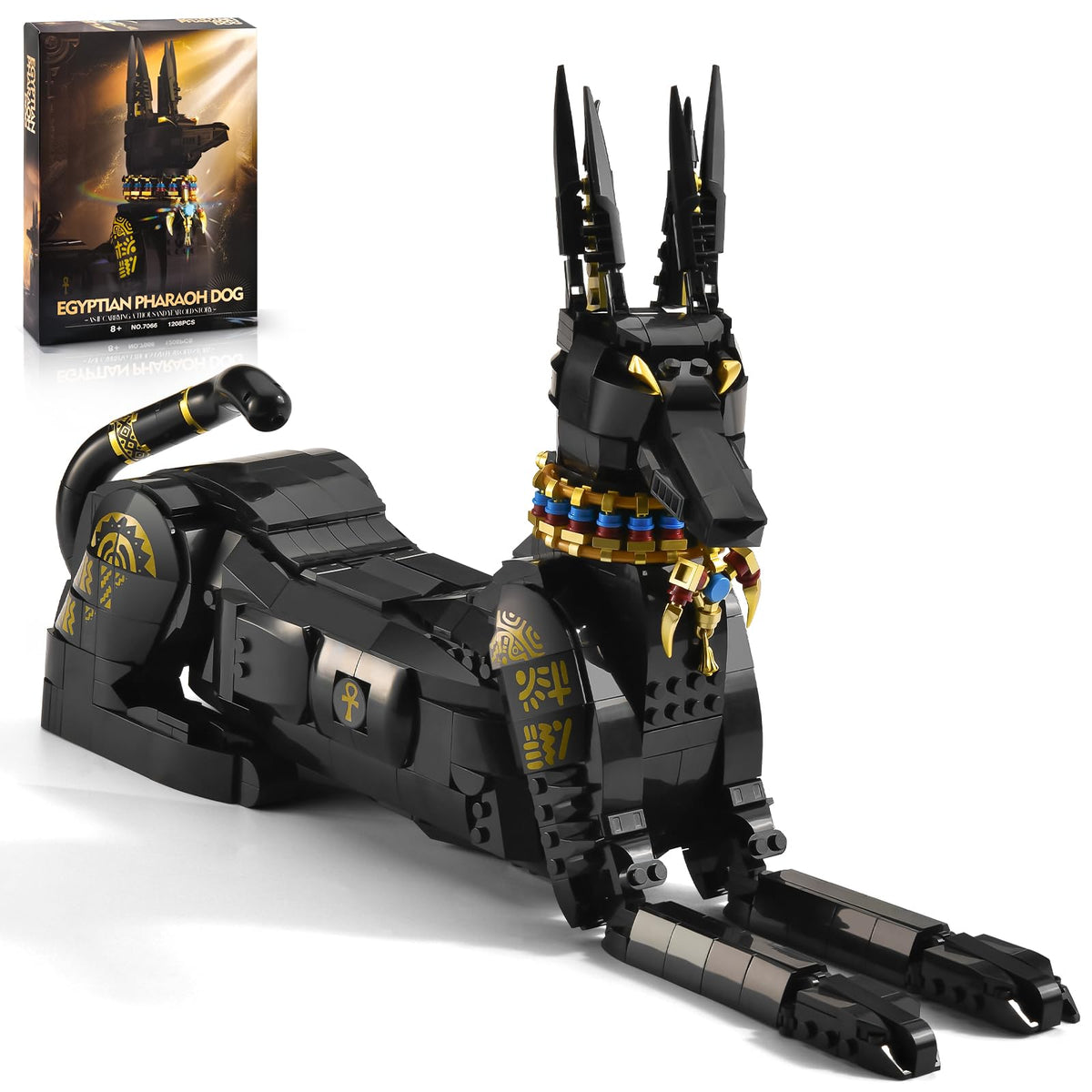BNG dog building set Egyptian hound head turns for display