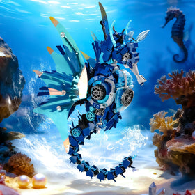 BNG Mechanical Seahorse Building Set showing movable joints for realistic poses.
