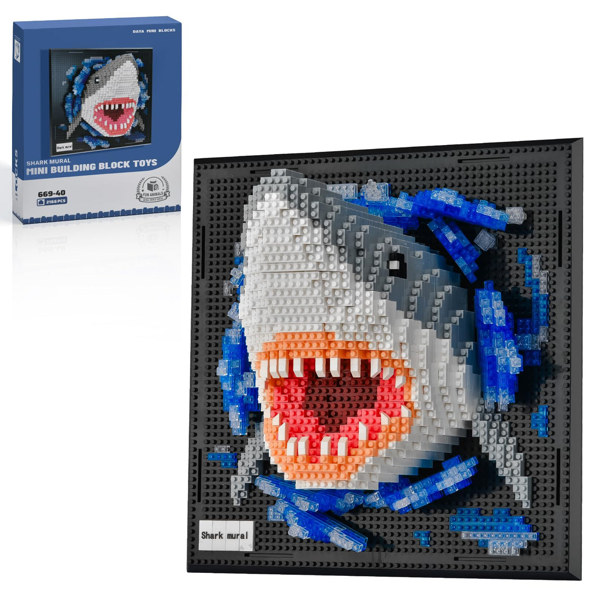 BNG Shark wall art assembly shows a shark leaping from waves for dramatic decor.