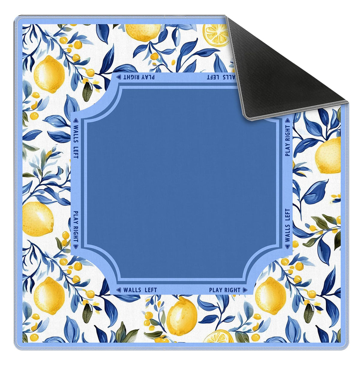 BNHJKFQZ mahjong mat with blue lemon design for vibrant game nights.