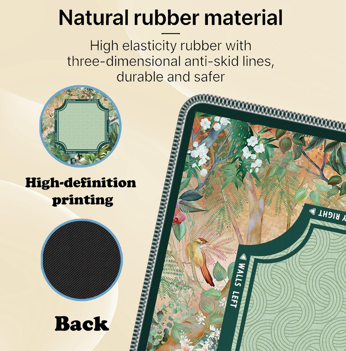 BNHJKFQZ Multi-game Mahjong Mat supports cards and dominoes for flexible play.