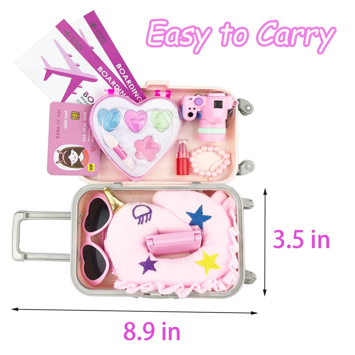 BNUZEIYI 18-inch doll travel luggage on wheels for easy pretend trips