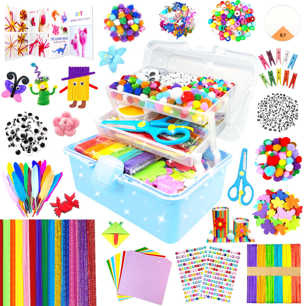 BNUZEIYI 3000-piece crafts box sparks imagination for kids' projects.