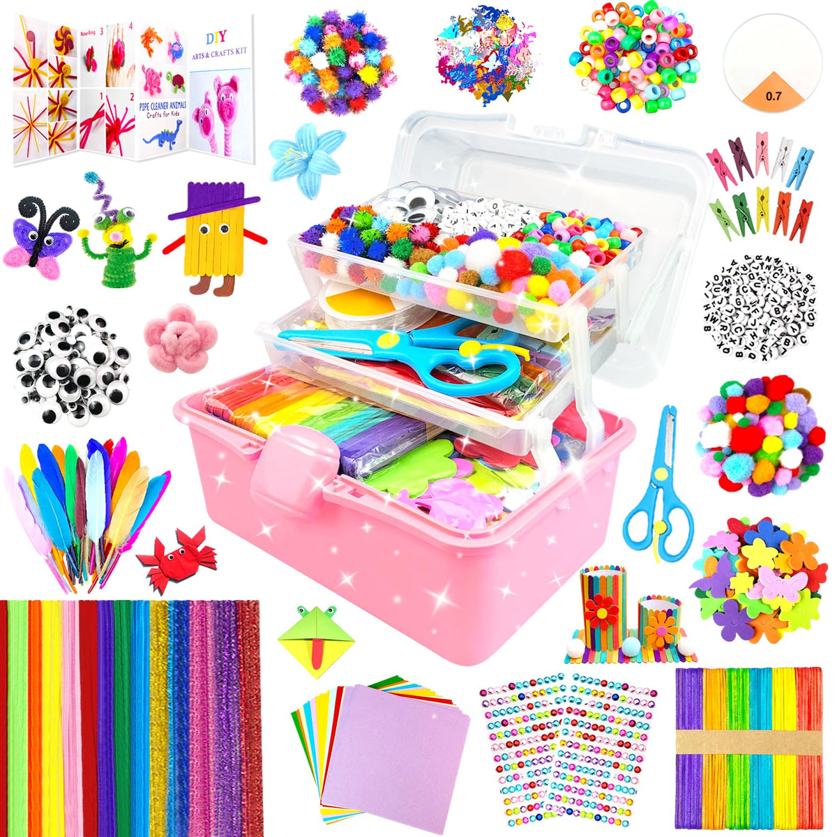 BNUZEIYI 3000-piece craft kit red for kids with diverse materials to spark creativity and learning.