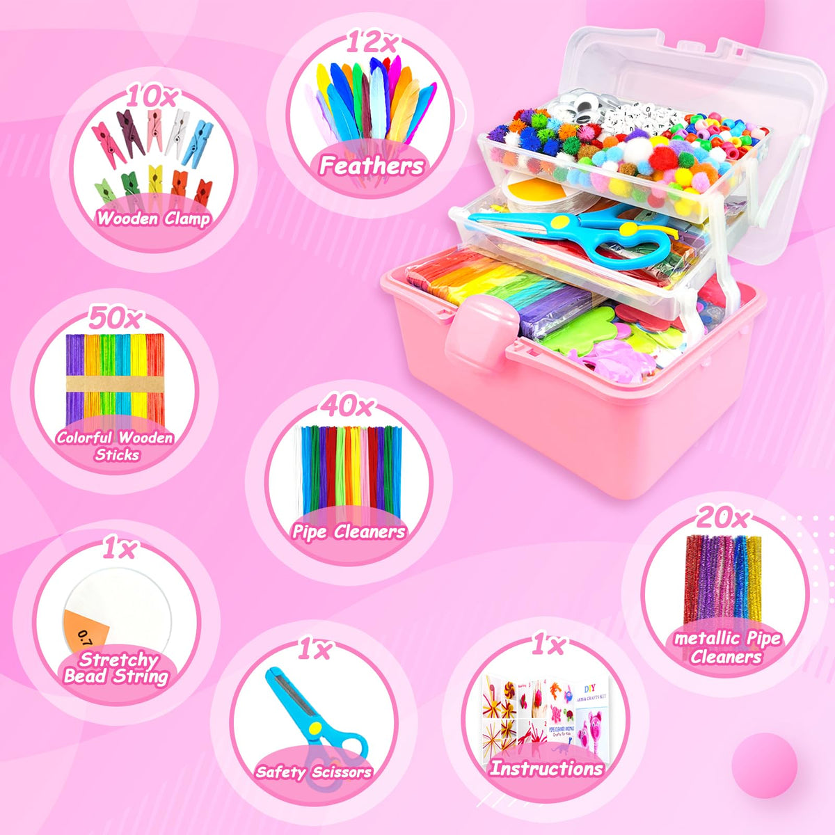 BNUZEIYI folding storage box keeps craft supplies neatly organized and portable.