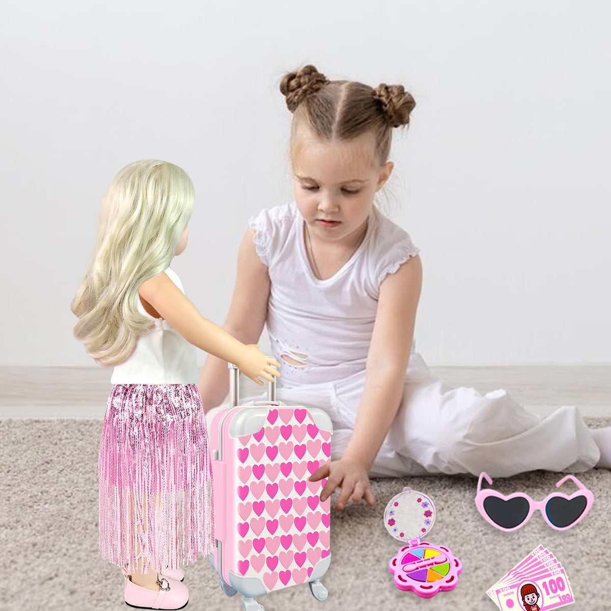 BNUZEIYI pink sunglasses complete doll outfits for style.