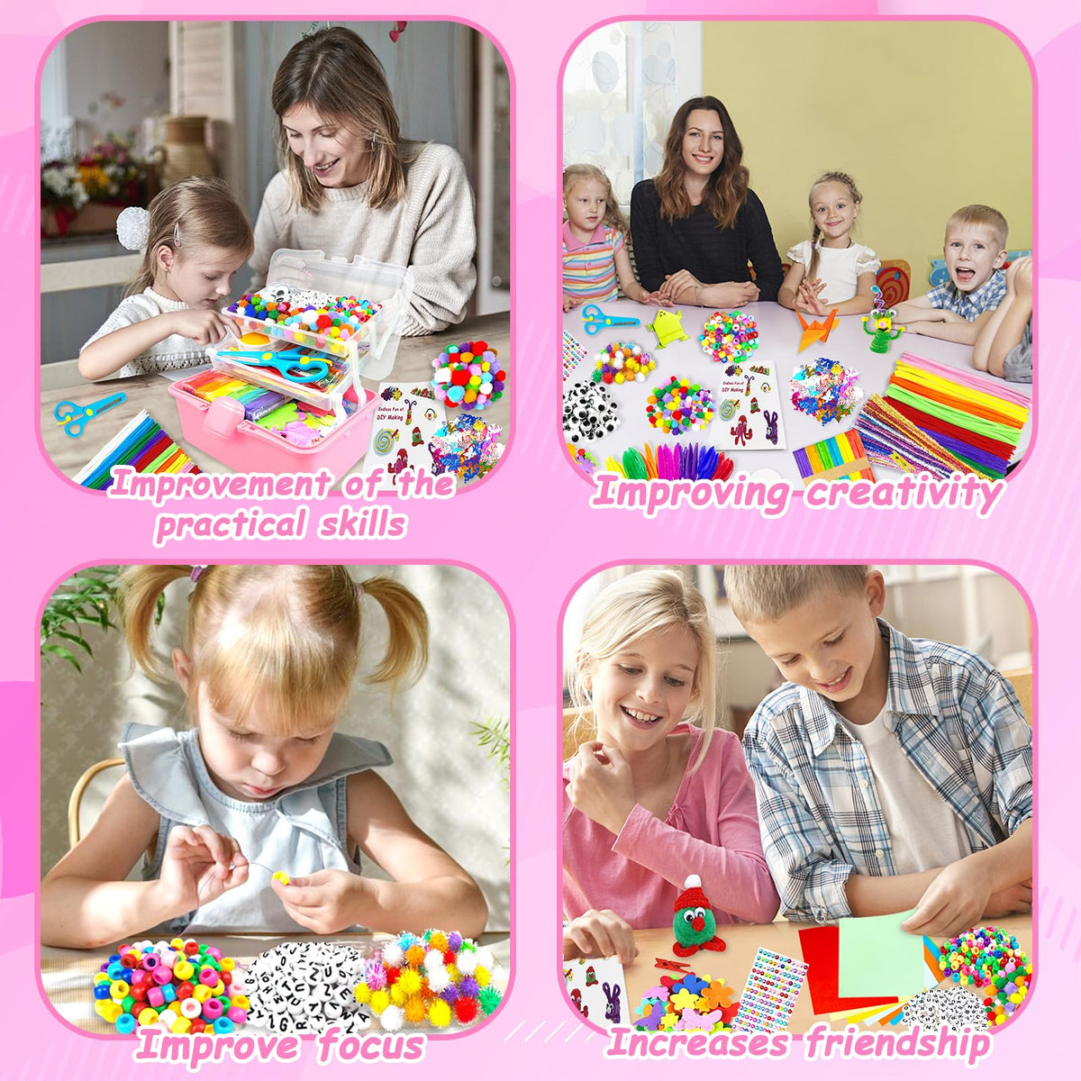 BNUZEIYI stickers, beads, and eyes for expressive mini art projects and crafts.