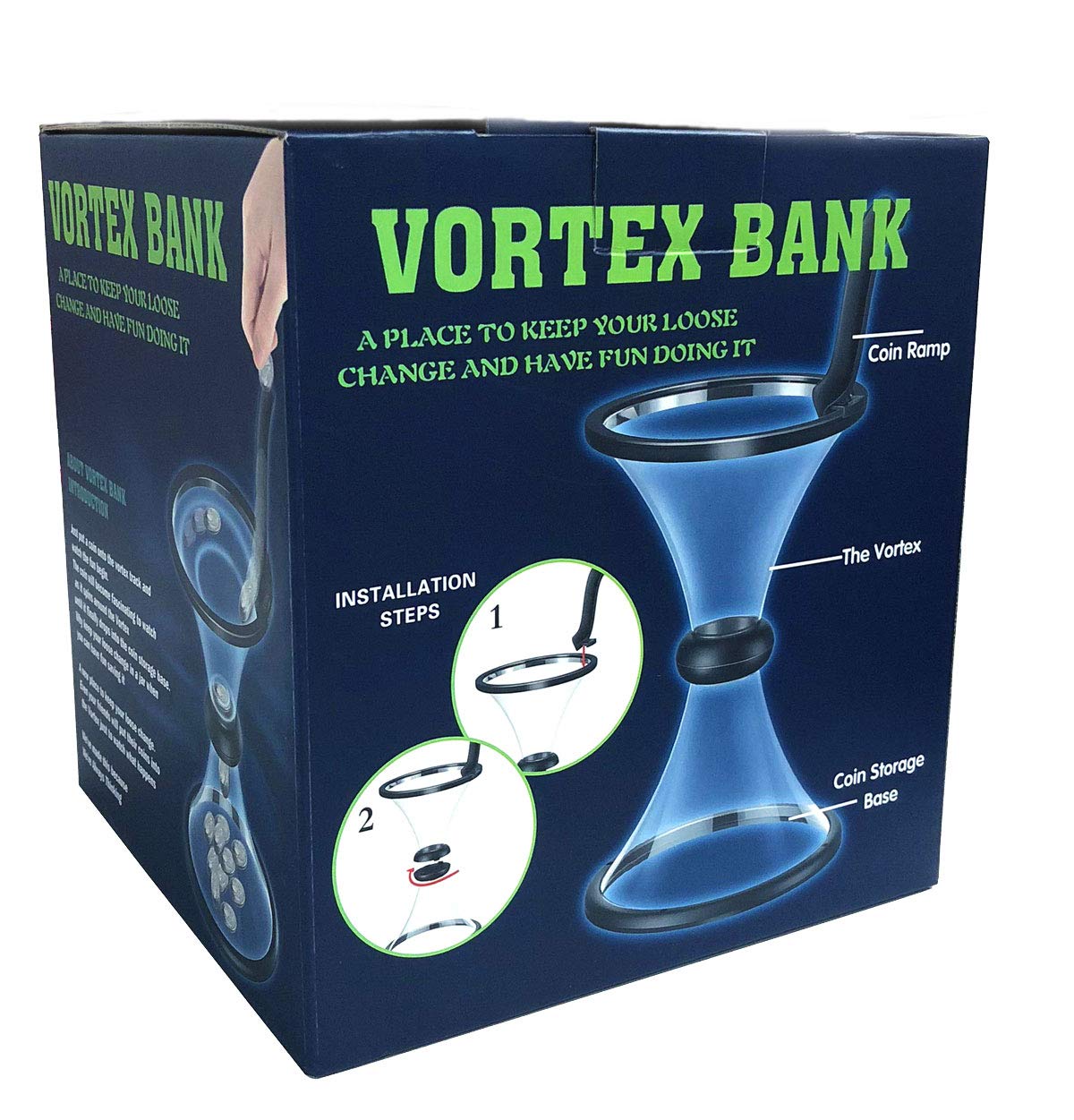 Bo-Toys Vortex bank ramp area shows the coin traveling around.
