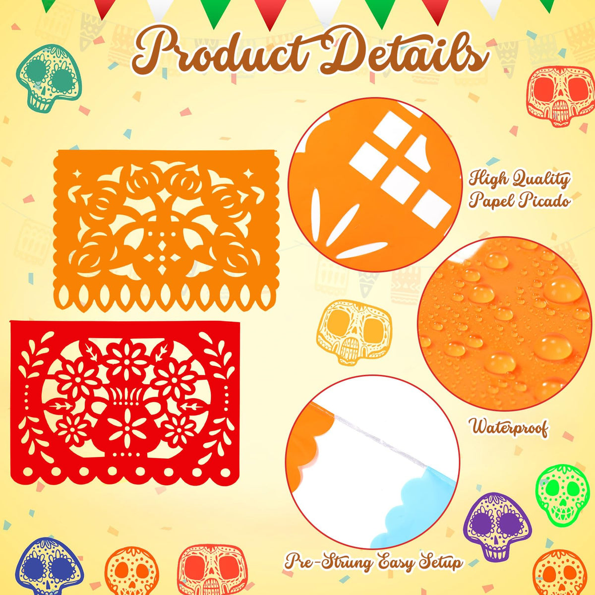 Close-up of Boao colorful banner patterns for festive decor