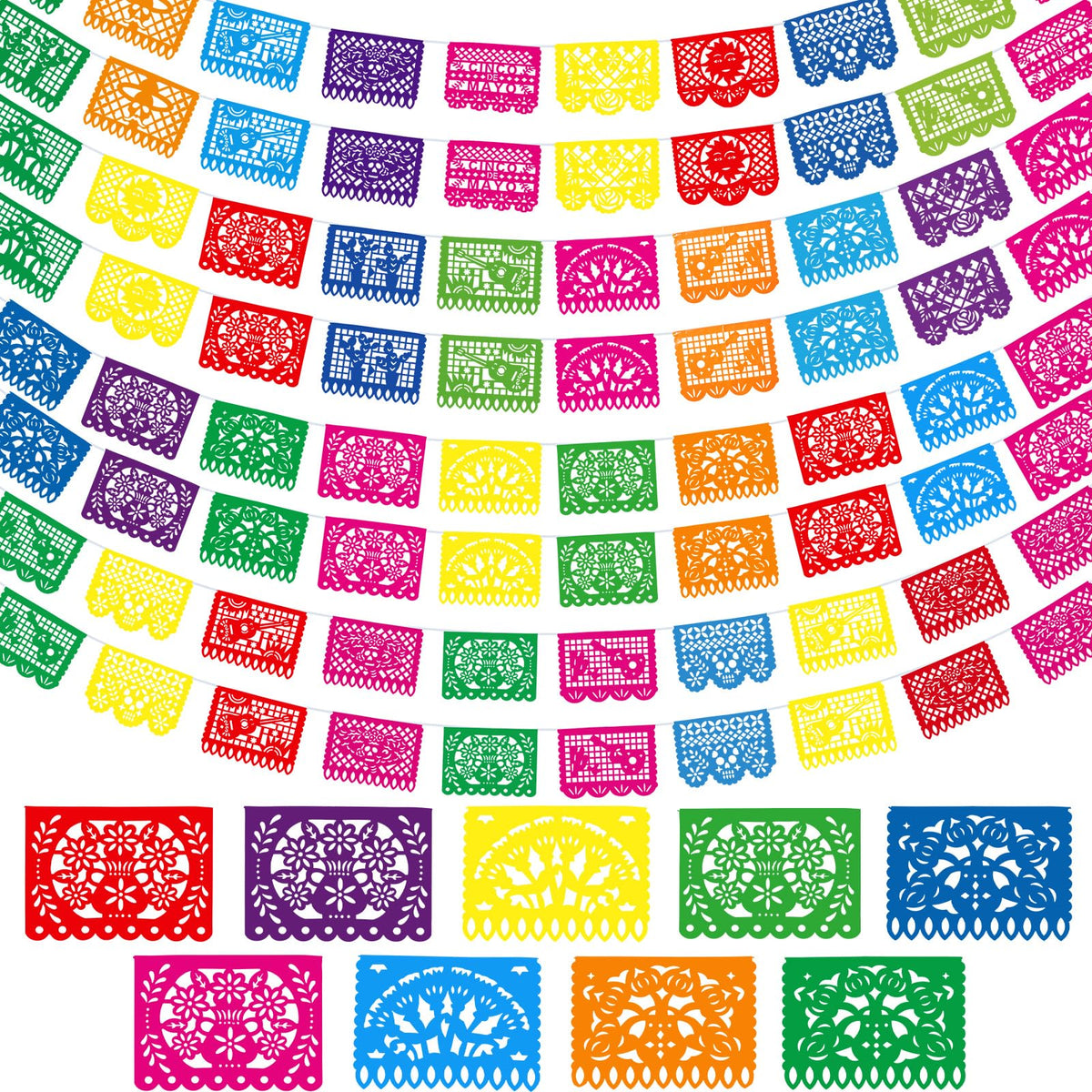 Boao Mexican party banner 8-pack with vibrant colors for fiesta backdrop