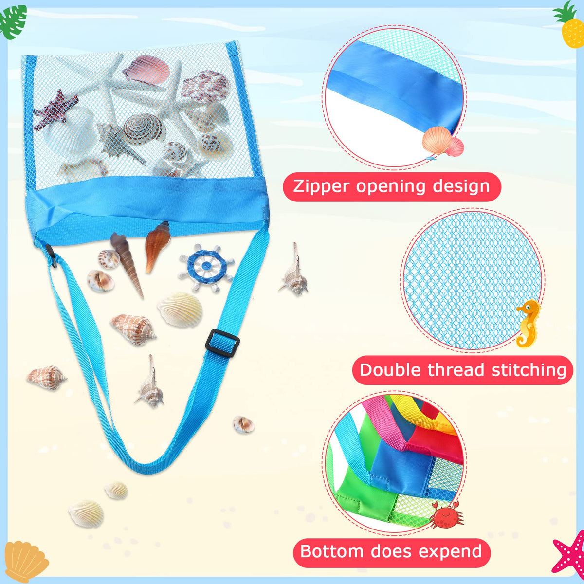 Boao colorful shelling bags collection suitable for kids and family outings