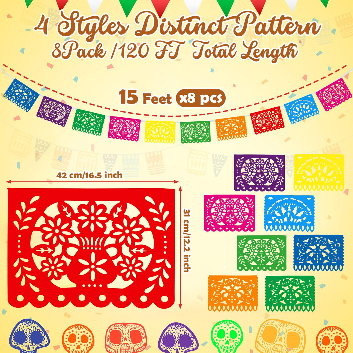 Boao papel picado banner designs showcasing varied patterns for celebrations