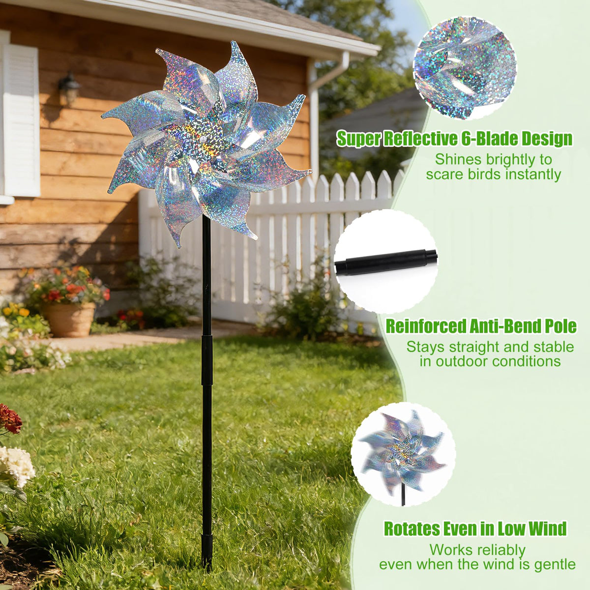 BobbleT mirror silver surface creates bright reflections for deterrence.