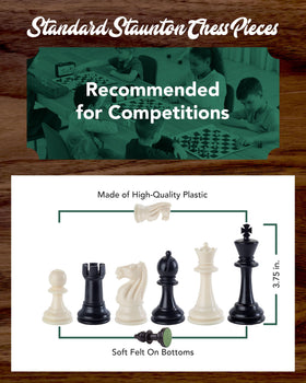 Bobby Fischer king stands 3.75 inches tall with two extra queens