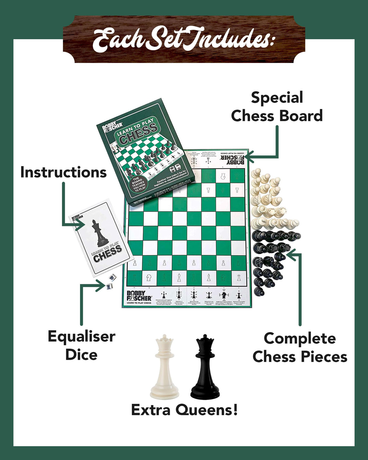 Bobby Fischer 34 regulation pieces for tournament-level play