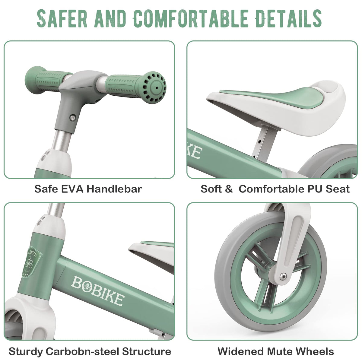 Bobike adjustable seat green grows with child from 1 to 6.