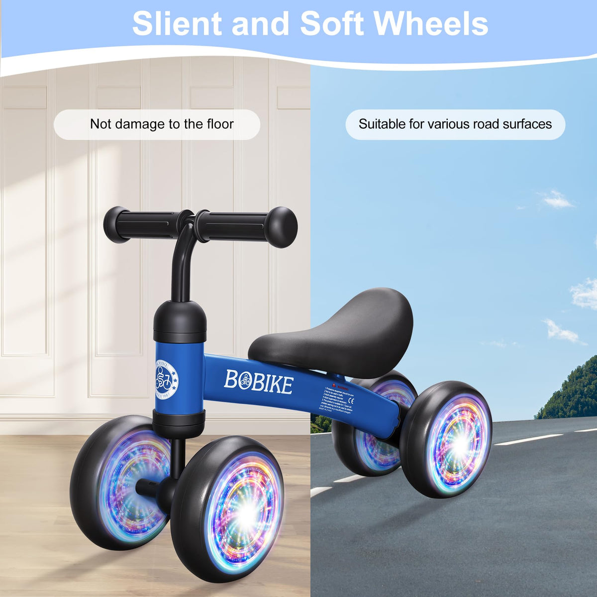 Bobike balance bike steering close-up demonstrates a safe limit.