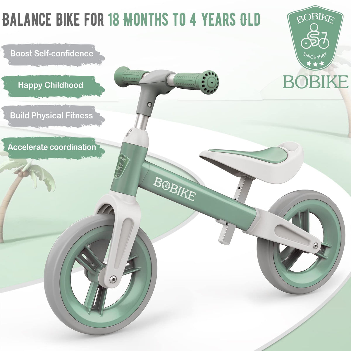 Bobike green handlebar close-up for easy, secure steering.
