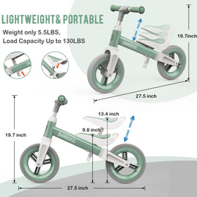 Bobike balance bike green front view with beginner-friendly design.
