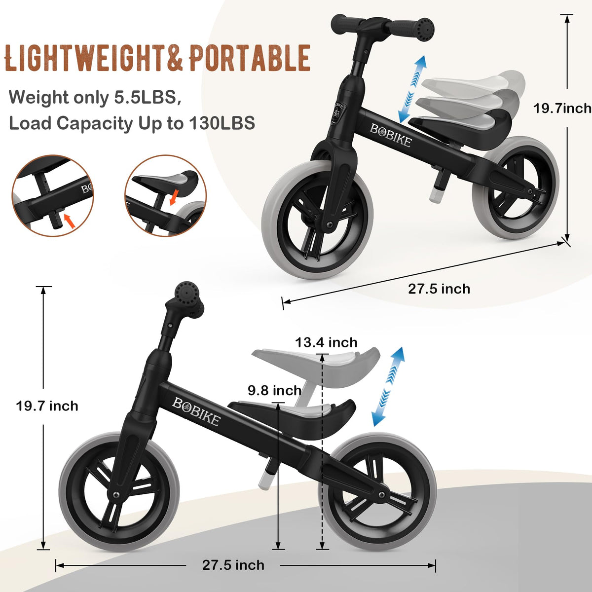 Bobike bike supports indoor and outdoor play under supervision.