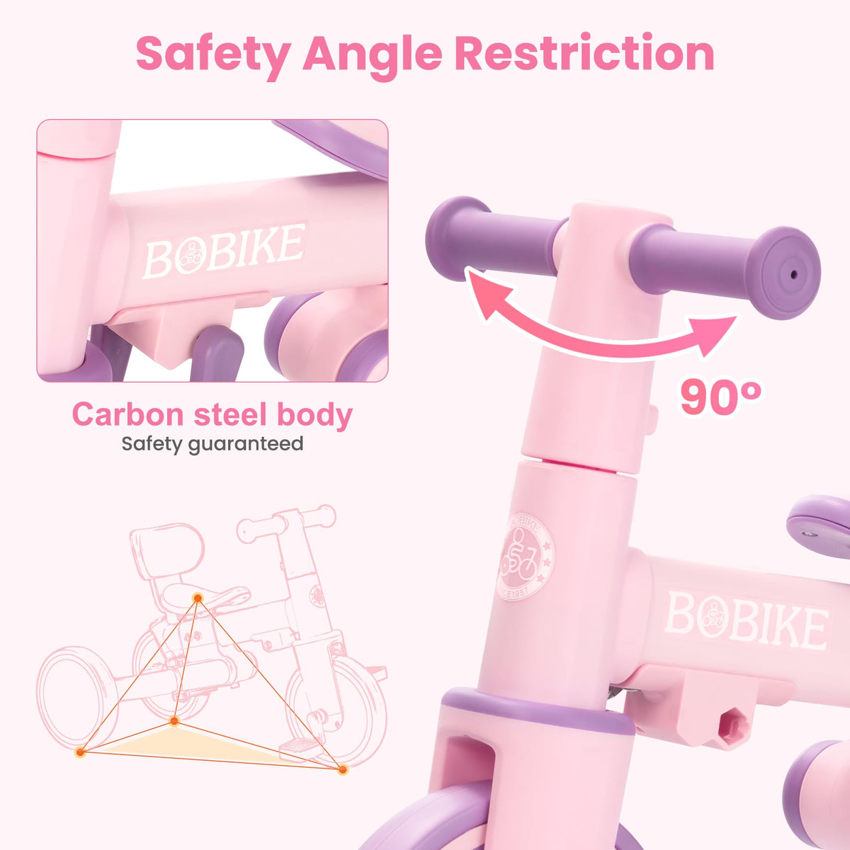 Bobike five-in-one configuration enables several ride modes as kids grow.