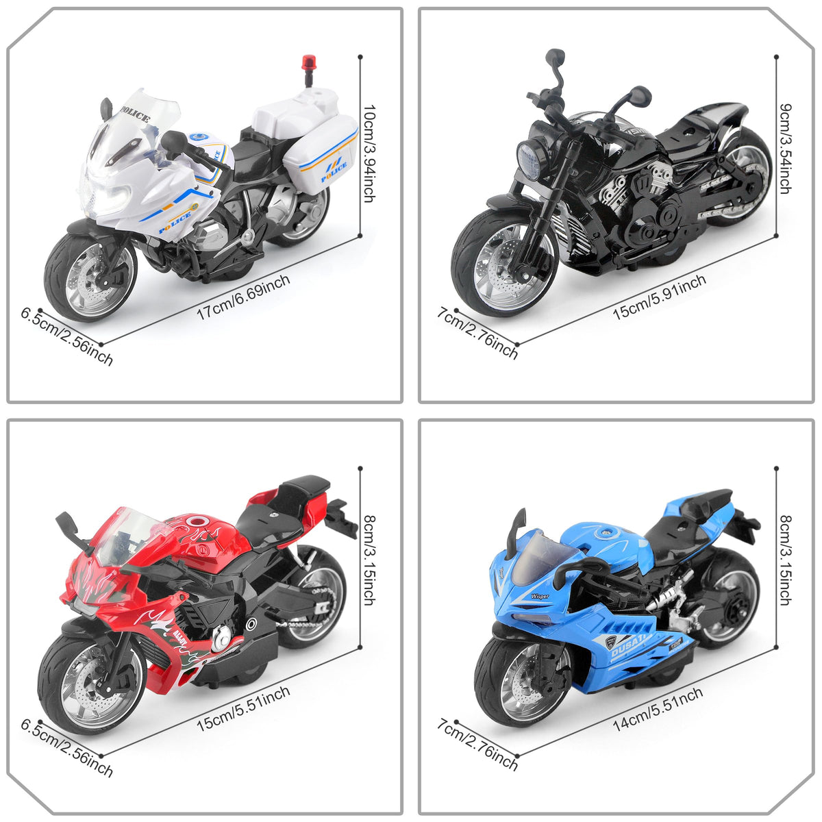 BOBUEXER motorcycles featuring flashing headlights and realistic sounds for immersive play.