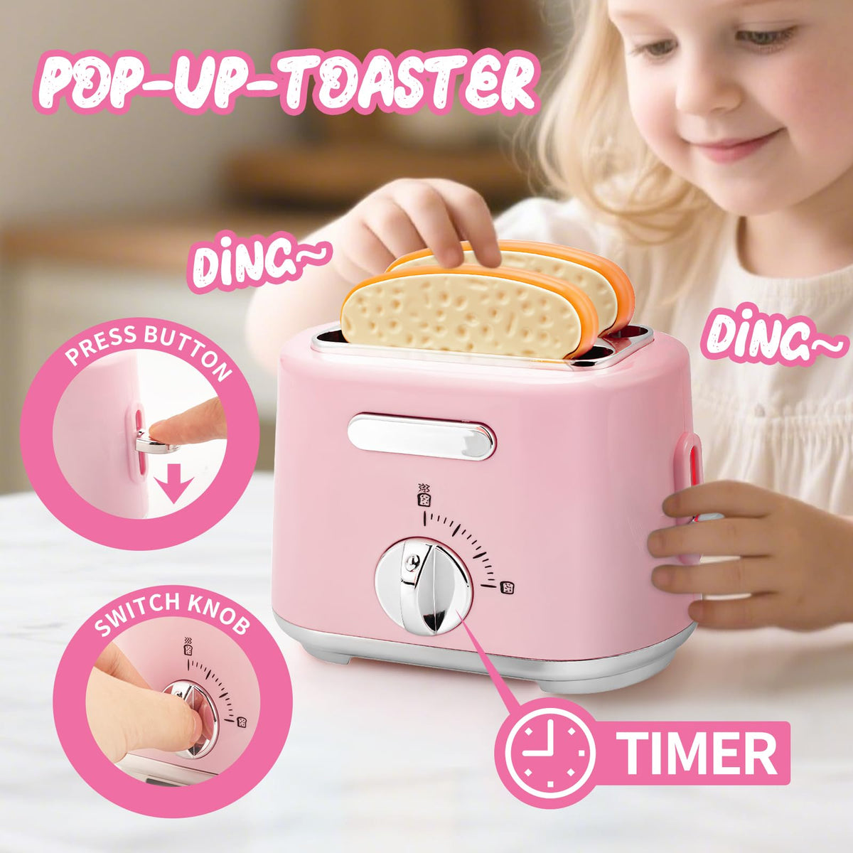 BOBUEXER pink kitchen toy set with lights boosts interactive storytelling