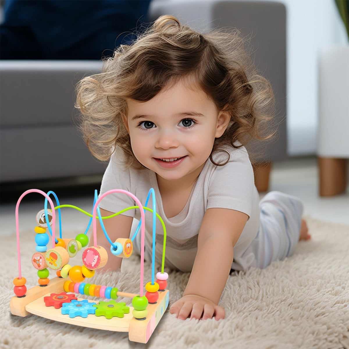 Boby bead maze supports color cognition and early math through engaging beads.