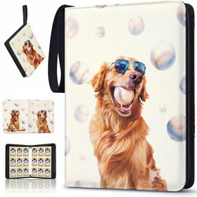 Bocenaia 990-pockets binder cover with Golden Retriever theme keeps baseball cards organized on the go
