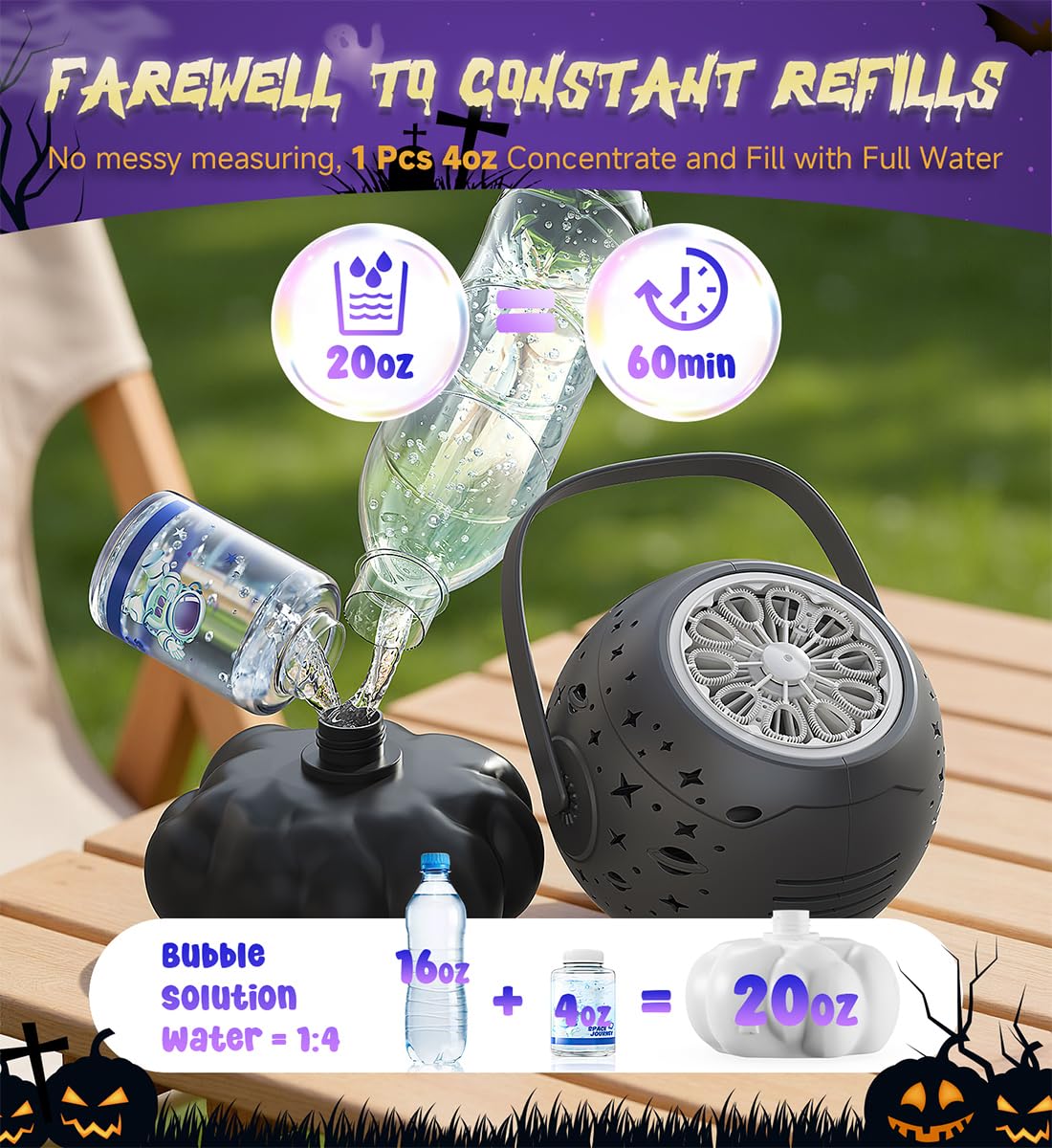 Boerfmo Halloween bubbles with spooky green purple glow