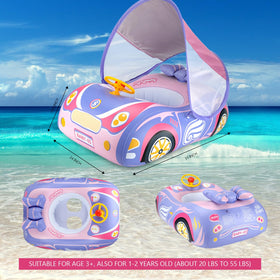 BOffer 3D car design toddler float featuring a steering wheel for interactive play.