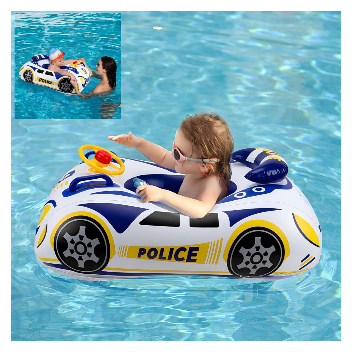BOffer easy-inflate design for quick setup and on-the-go pool time.