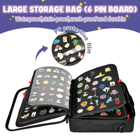 BOHEMIABY 18-page enamel pin display book open with clear pin pages.