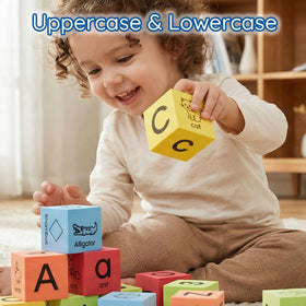 BOHS foam learning blocks stacking demo encourages fine motor skills.
