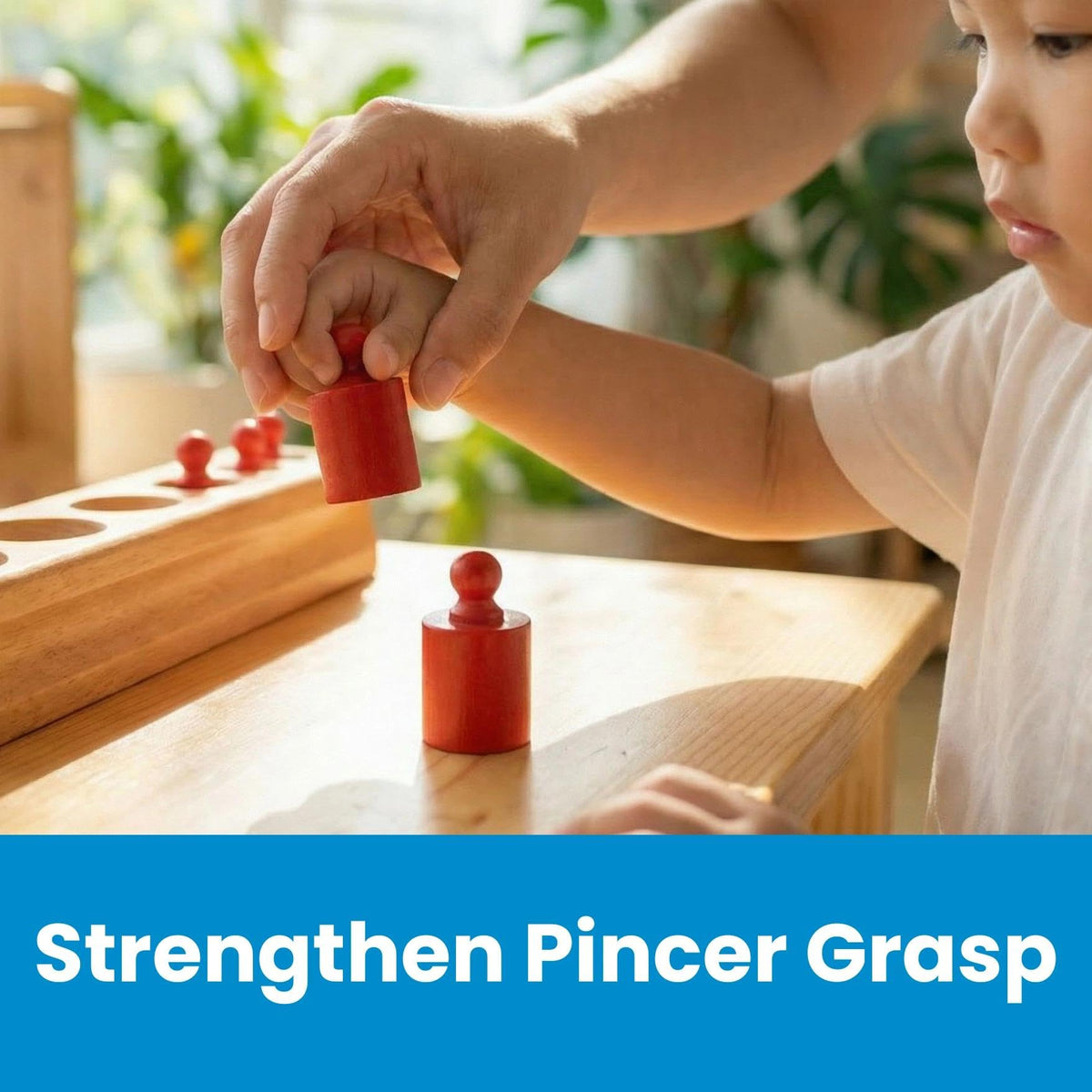 BOHS knobbed cylinders blocks child playing to build sequencing and spatial reasoning