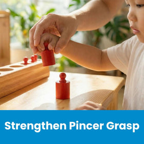 BOHS knobbed cylinders blocks child playing to build sequencing and spatial reasoning