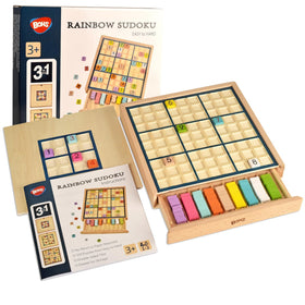 BOHS wooden color sudoku puzzle 4x4 grid desktop brain teaser for beginners.