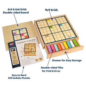 BOHS wooden color sudoku puzzle 6x6 grid improves focus and logical thinking.